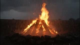 Countryside Thunderstorm ASMR 🌧️ Crackling Bonfire & Heavy Rain for Deep Relaxation 😴