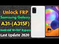 Samsung Galaxy A31 SM-A315F Frp Bypass Android 10 | Samsung A31 Frp Google Account Unlock
