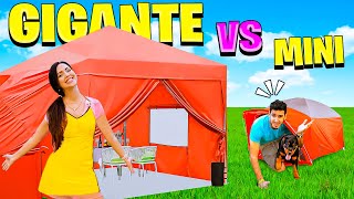 ACAMPANDO en CASA GIGANTE vs MINIATURA en el JARDIN por 24 HORAS 😆 Sandra Cires Art