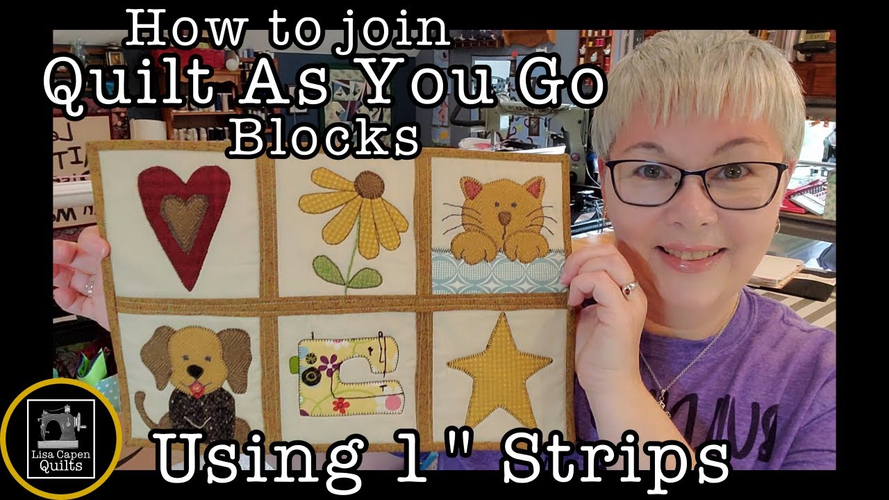 Quilt as you go joining quilt blocks together with sashing QAYG