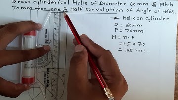 HOW TO DRAW HELIX ON CYLINDER IN ENGINEERING GRAPHICS