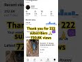 Thank you for 222 subscribers and 720.8K views 🥰 #shorts