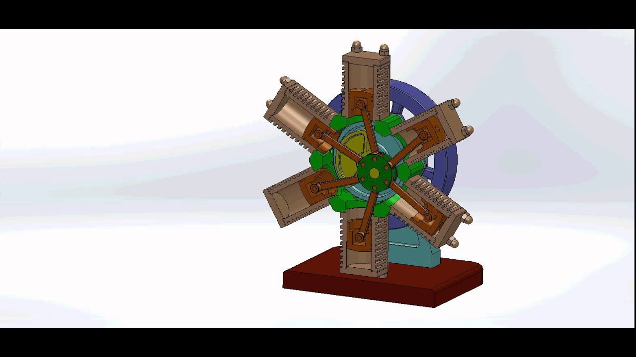 Radial engine in solidworks - YouTube