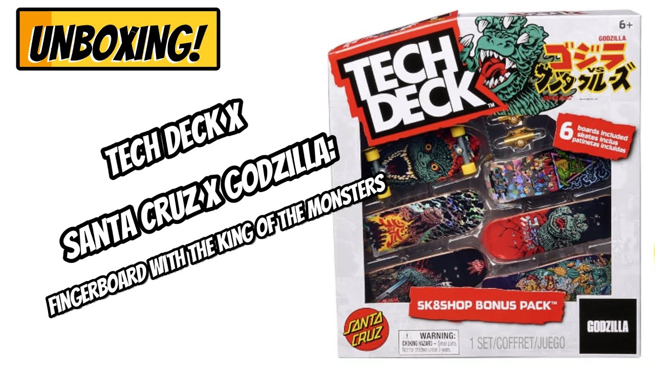 Tech Deck Godzilla Sk8shop Fingerboard Bonus Pack – 6 Mini Patinetas Coleccionables, Personalizables – Juguete Para Niños Y Niñas Desde 6 Años