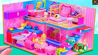 How To Make Beautiful Pink House with Princess Bedroom, Makeup Set from Clay | DIY Miniature House