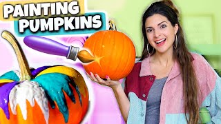 PAINTING CUSTOM PUMPKINS + Testing Crayola Pumpkin Paint (No Carve!)