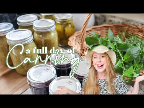 DAY IN THE LIFE OF HOMEMAKER | a full day of canning salsa verde, pickles, and baking muffins!
