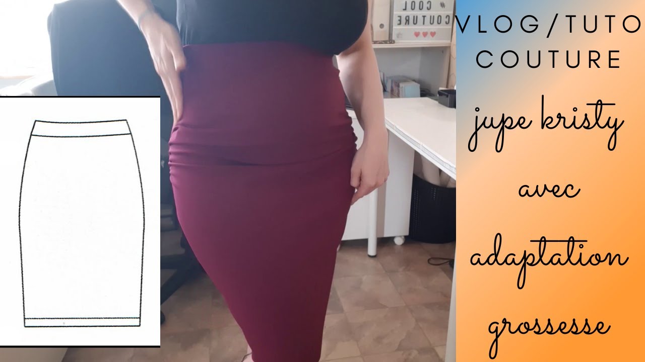 jupe kristy avec adaptation pour grossesse / la maison victor - YouTube