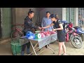 Pigs raised on the farm have grown to adulthood  mai and her father brought pork to sell