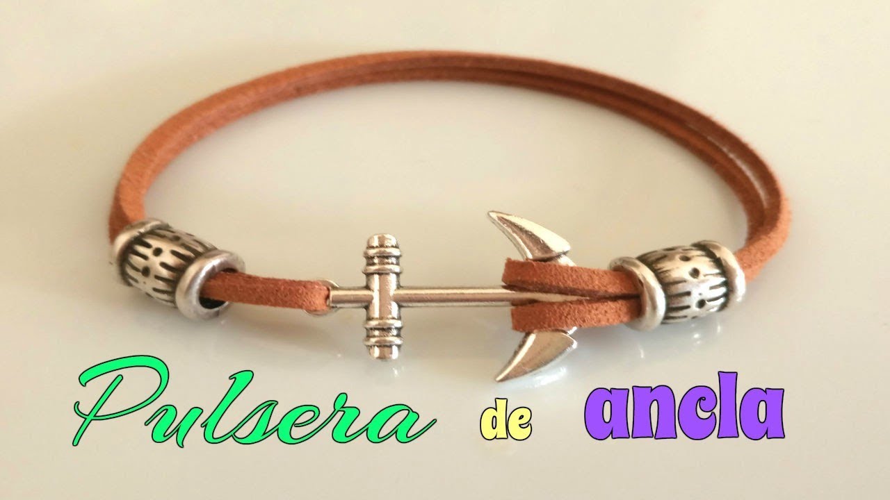 PULSERA de CUERO con ANCLA/FÁCIL y RÁPIDA de hacer. YouTube