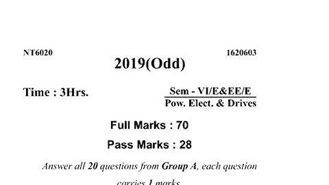 || Power Electronic & Drive || Question paper 2019 Electrical 6th semester diploma sbte bihar