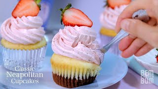 How to Make Classic Neapolitan Cupcakes | Fluffy &amp; Less Sweet!
