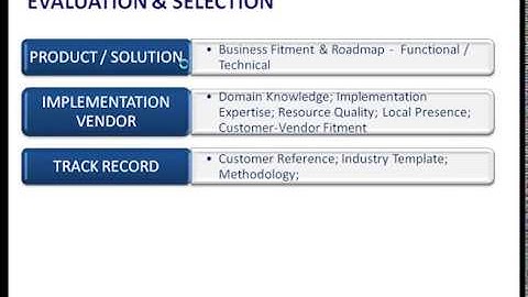 ERP Product / Implementation Vendor - Evaluation & Selection