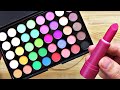 Satisfying Slime Coloring with Makeup! Mixing Eyeshadow & Lipstick into Clear Slime! #1