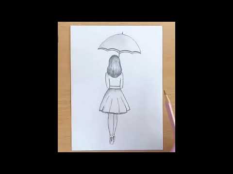 Как нарисовать девочку с зонтиком (шаг за шагом) (How to draw a girl with umbrella (step by step))