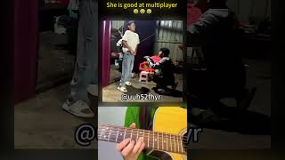 She is good at multiplayer 😂😂😂 #funny #couple #single #viral #trending#guitar