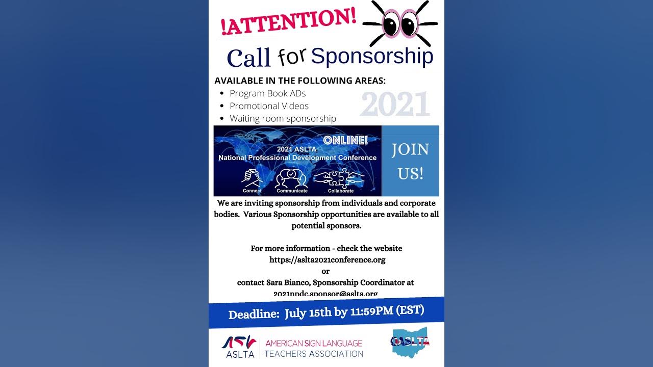 Sponsorship for ASLTA Virtual Conference YouTube