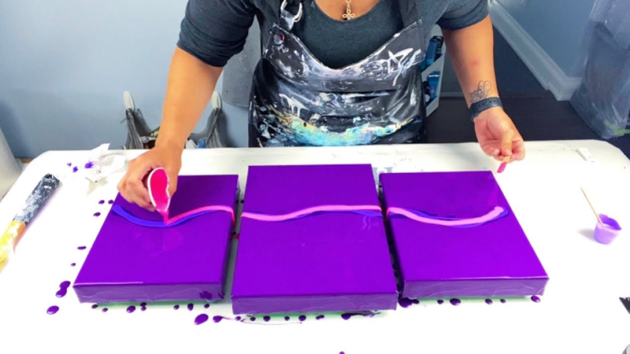  216 Purple Base & Neon Pink! Amazing Results Acrylic Painting