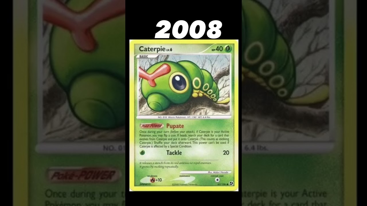 Evolution of Caterpie NO.010 cards (1999-2022)