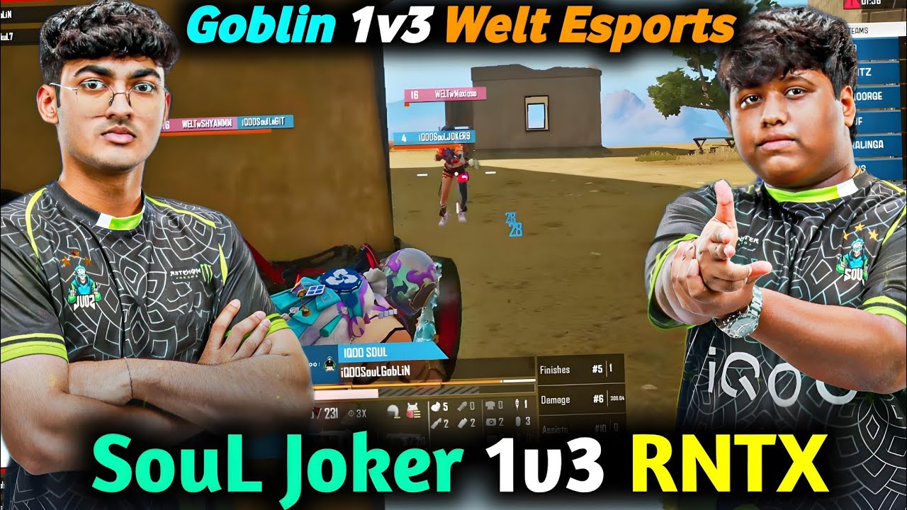SouL Goblin Crazy 1v3 Welt & Joker 1v3 RNTX Everyone Shocked 😱 iQOO SouL Chicken Dinner🔥
