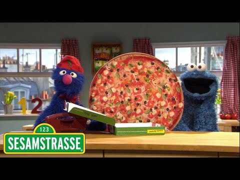 Krümelmonster bestellt eine große Pizza bei Grobi | Lernen | Sesamstraße