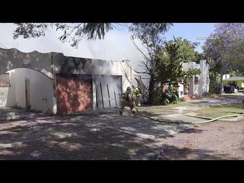 Video Garage Fire Extends To Home, Fullerton, CA