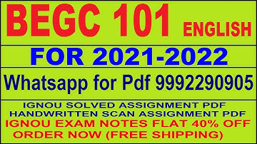 BEGC 101 in English Solved Assignment 2021-22 PDF @20rs / IGNOU EXAM NOTES, Guides 40% Flat.