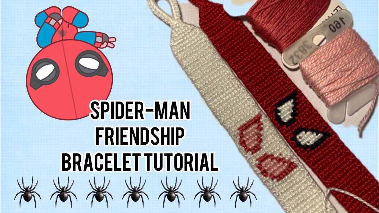 Spiderman Friendship Bracelet Tutorial (Intermediate Tutorial) 