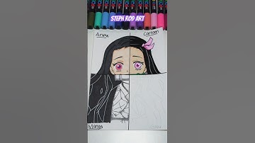 One Drawing BUT 4 Different Styles ✨Nezuku✨ Demon Slayer Part 3 👀🎨 #art #drawing #shorts