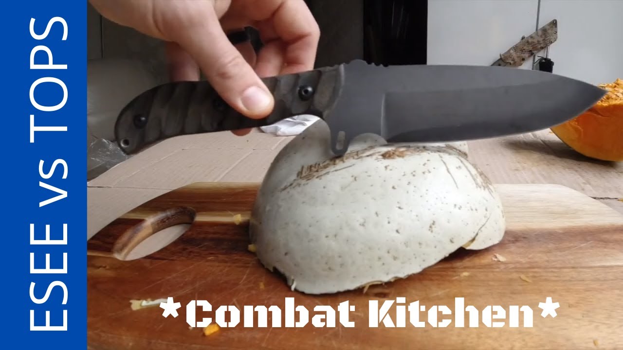 ESEE 6 vs TOPS Silent Hero Knife! Combat Kitchen Episode 2 (Plus all