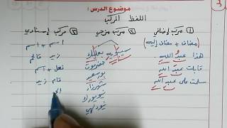 أقسام اللفظ المركب للصف الأول الإعدادي الأزهري