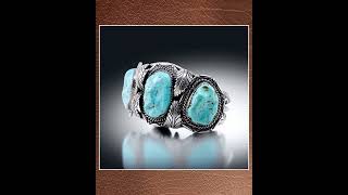 Vintage 1970s Navajo J.E. BEGAY Gorgeous Nugget Turquoise Sterling Silver Cuff Bracelet