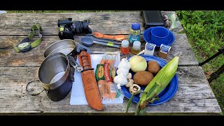 Swedish Mess Kit Cajun Boil and Popcorn Camp Cook at Hoosier National Forest: Updated Version