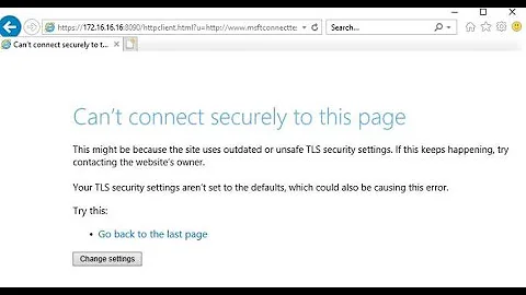 Can't connect securely to the internet explorer web page