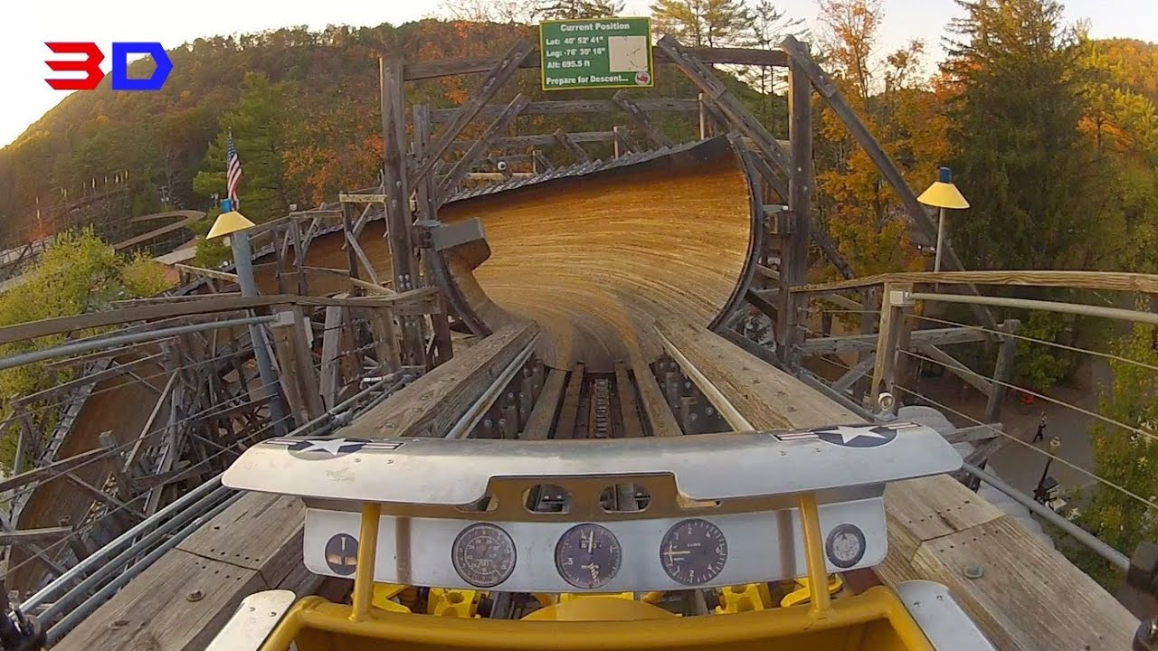 Flying Turns 3d Front Seat On Ride Hd Pov Knoebels Amusement Resort 