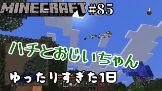 85  【マインクラフト】〜ゆったりすぎた1日〜今日はほとんどハチの日です！おじちゃんとハチ！ハチ公みたいな忠実なハチはいませんでした！