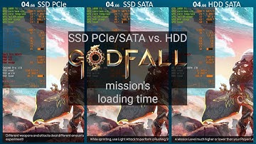 Godfall - SSD PCIe/SATA vs. HDD comparison of mission