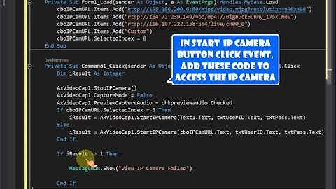 Visual Basic Tutorial - How to view , snapshot from IP Camera