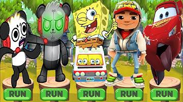 Tag with Ryan vs Lightning McQueen vs SPongeBob Run vs Subway Surfers - All Characters Unlocked