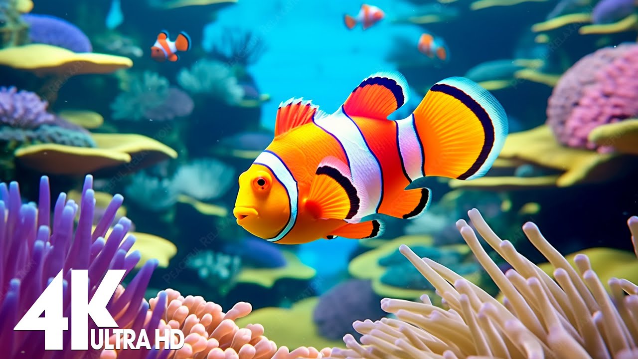 Aquarium 4K VIDEO (ULTRA HD) 🐠 Sea Animals With Relaxing Music Rare