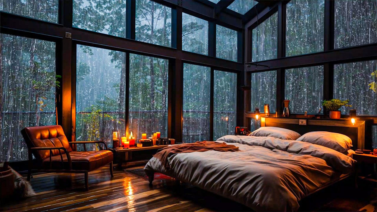 Sounds Rain and Thunder on Window - Overcome Insomnia, Relax, Relieve Stress, Fast Sleep