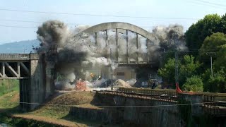 Pisa, demolito il ponte di Ripafratta: il momento dell'esplosione