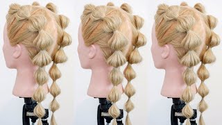 Double Bubble Braid For Complete Beginners! EASY & SIMPLE HAIRSTYLE   NO BRAIDING ONLY ELASTICS!!!