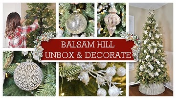 Unbox & Decorate With Me | Balsam Hill Silverado Slim Christmas Tree, Ornaments, Ribbon & More
