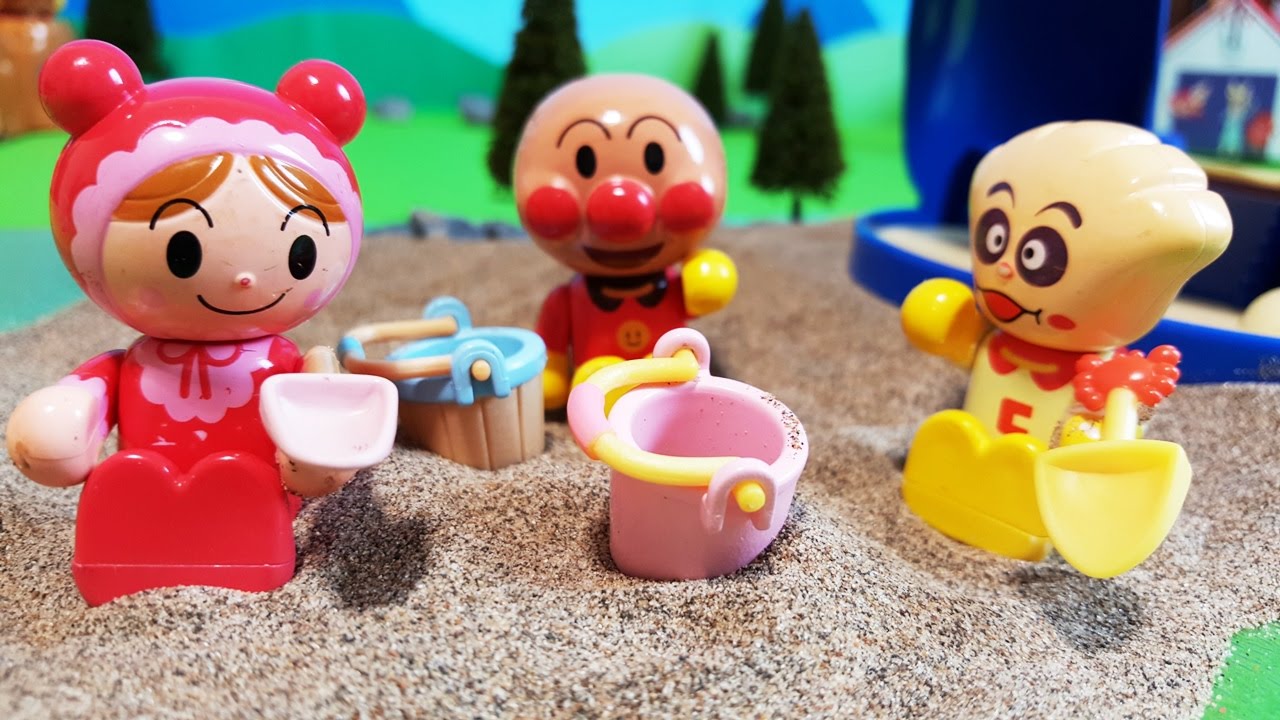 Anpanman Toy Anime Sandcastle Baby To Cream Panda Chan Kids Mother Youtube