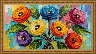 Modern Abstract Floral Painting | Artistic TV Art Screen 2 Hours