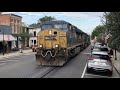 Street running train causes road rage huge csx freight trains on main street lagrange kentucky