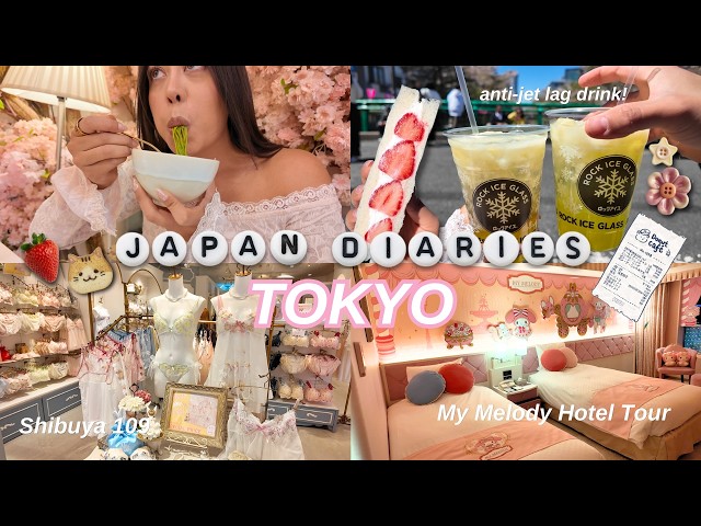ASMR Vlog | ♥ First full day in TOKYO! Sakura tea, shopping, My Melody Room Tour! (Tascam mic)