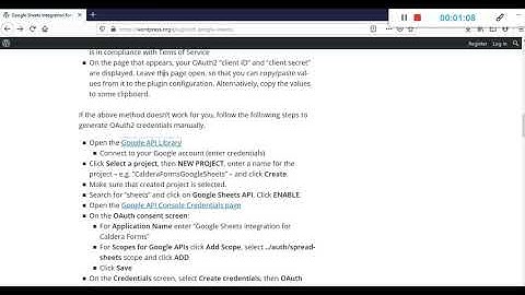 Google Sheets Integration for Caldera Forms - Generating OAuth2  Credentials