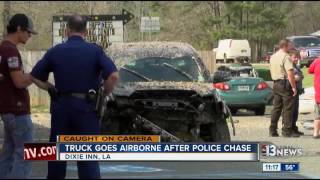 Truck goes airborne during police chase